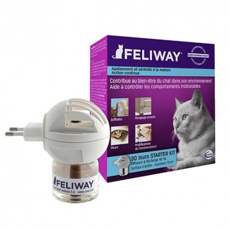 Feliway (diffuseur + recharge), phéromones anti-stress 48ml