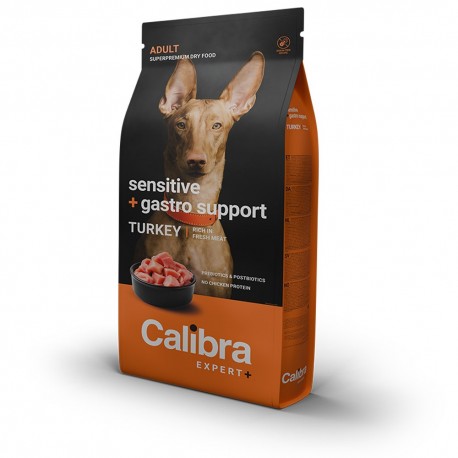 Calibra Expert+ Adult Sensitive + Gastro Support Dinde - Croquettes pour chien